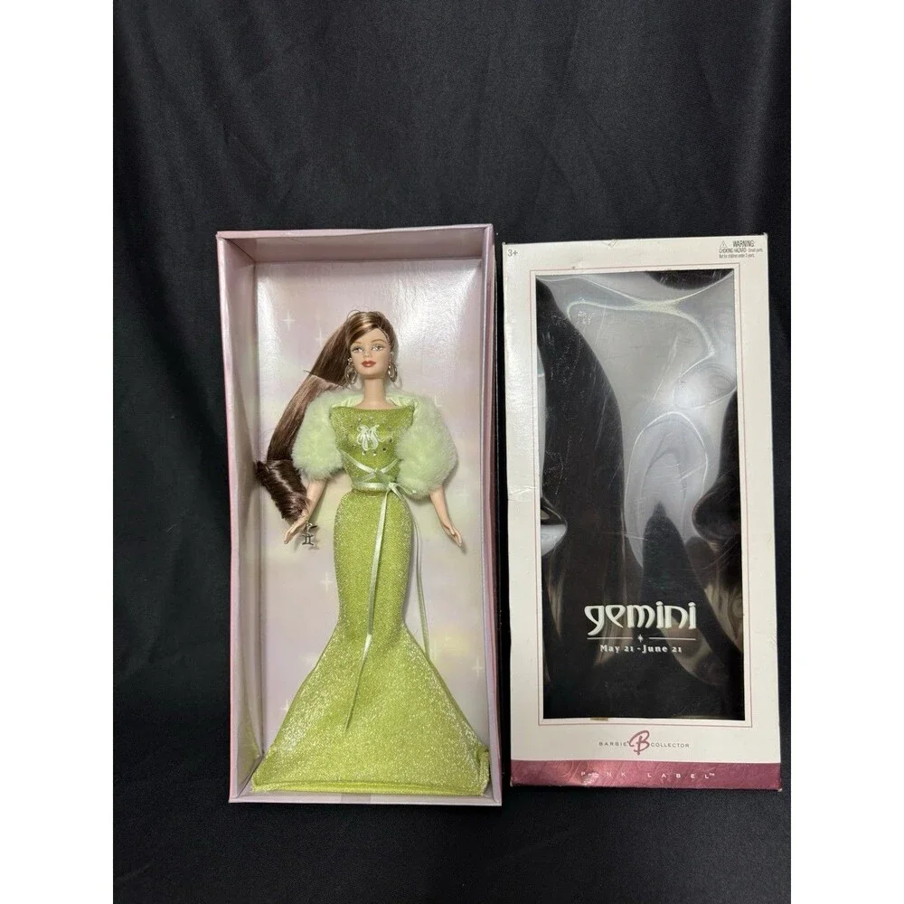 2004 Pink Label Barbie Zodiac Sign Gemini (New, Open Box) Green Dress May June - Picture 7 of 9